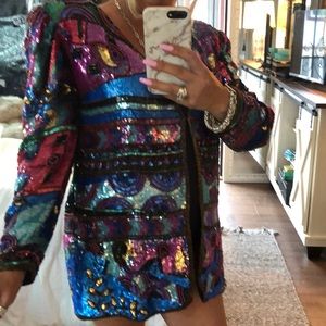 Vintage Tan Chho sequin beaded Art Deco jacket